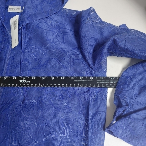 Chicos Blue Hooded Full Zip 2 Tropic Day Cool‎ Jacket Symphony Women's Floral - Picture 3 of 10